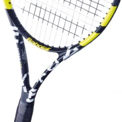 Babolat Evoke 102 + Yellow Club Bag Tennis Starter Bundle -Tennis Equipment Shop 121222 142 Babolat Evoke 102 Strung Tennis Racquet Black Yellow heart 1000 1000