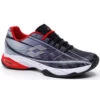 Lotto Men’s Mirage 300 Speed Tennis Shoes (All Black/All White/Red Poppy) -Tennis Equipment Shop 210734 6vg lotto mens mirage 300 speed tennis shoes all black all white red poppy 1000 1000