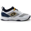 Lotto Men’s Mirage 200 Speed Tennis Shoes (White/Navy Blue/Saffron) -Tennis Equipment Shop 213627 8SQ lotto mens mirage 200 speed tennis shows white navy blue saffron right 1000 1000