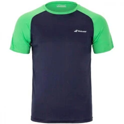 Babolat Boys’ Play Crew Neck Tennis Tee (Peacoat / Poison Green)