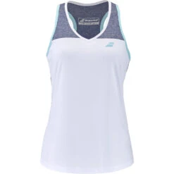 Babolat Women’s Play Tennis Tank Top (White/Blue Heather)