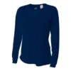 A4 Women’s Performance Long-Sleeve Crew Neck Shirt (Navy)