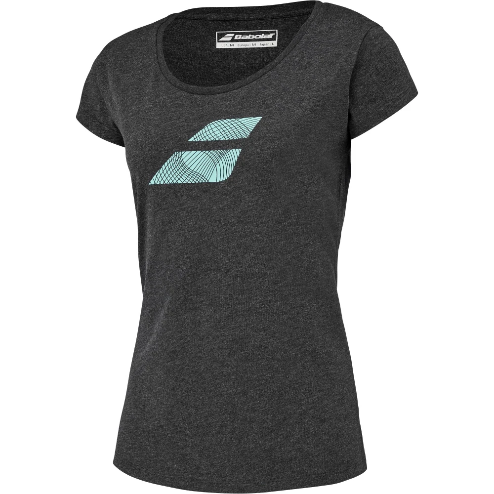 Babolat Women’s Exercise Flag Tennis Training Tee (Black Heather) - Image 2