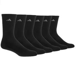 Adidas Men’s Athletic Cushioned Crew Socks, Black (6-Pair)