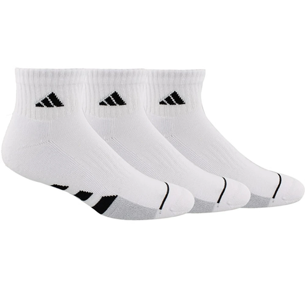 Adidas Men’s Cushioned Quarter 3-Pack Tennis Socks (White/Black)