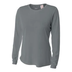 A4 Women’s Performance Long-Sleeve Crew Neck Shirt (Graphite)