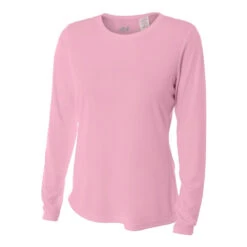 A4 Women’s Performance Long-Sleeve Crew Neck Shirt (Pink)