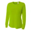 A4 Women’s Performance Long-Sleeve Crew Neck Shirt (Lime)