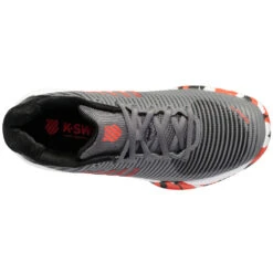 K-Swiss Junior Hypercourt Express 2 Tennis Shoes (Steel Gray/Jet Black/Spicy Orange) -Tennis Equipment Shop 86613 052 k swiss big kids hypercout express 2 steel gray jet black spicy orange top 1000 1000