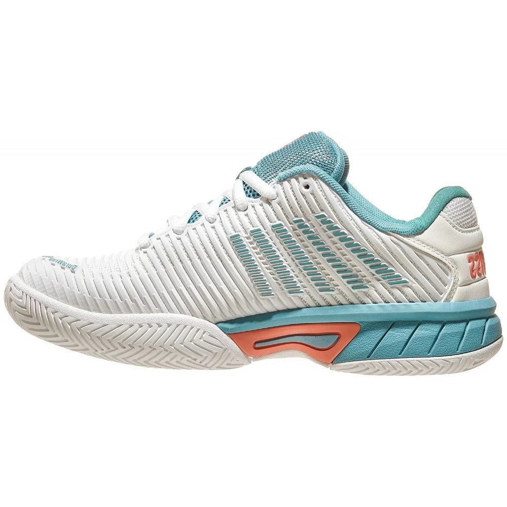 K-Swiss Junior Hypercourt Express 2 Tennis Shoes (Blanc De Blanc/Nile Blue/Desert Flower) - Image 2