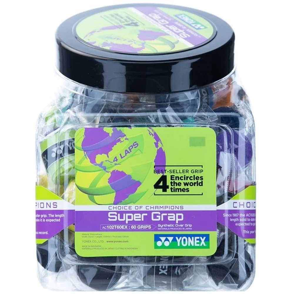 Yonex Super Grap Overgrip 60-Pack (Assorted Colors)