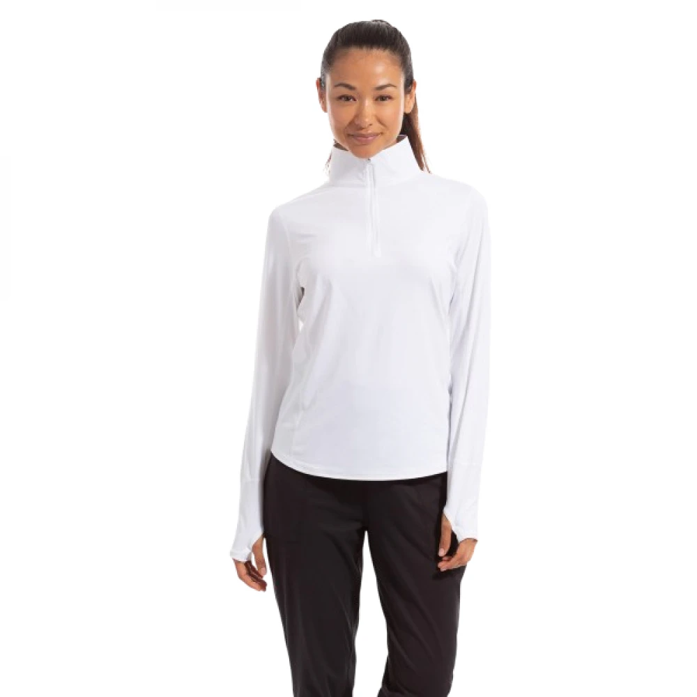 BloqUV Women’s Relaxed Fit Mock Neck Zip Top (White) 3 BloqUV Women’s Relaxed Fit Mock Neck Zip Top (White)