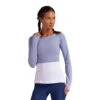 BloqUV Women’s Long Sleeve Tennis Crop Top (Steel Blue) -Tennis Equipment Shop BUV 4001 STB BloqUV Women s Long Sleeve Tennis Crop Top Steel Blue 1000 1000 1000 1000