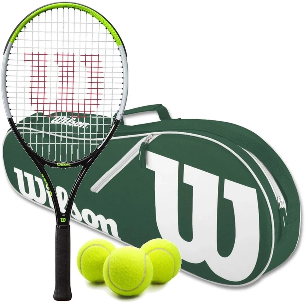 Wilson Blade Feel Junior Tennis Racquet Bundled W A Green Advantage II Bag & 3 Balls 3 Wilson Blade Feel Junior Tennis Racquet Bundled W A Green Advantage II Bag & 3 Balls