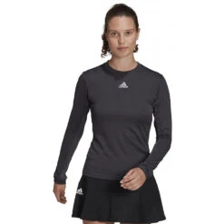 Adidas Women’s FreeLift Long Sleeve Tennis Tee (Dark Grey) -Tennis Equipment Shop CAWTMJ GRY Adidas Womens FreeLift Long Sleeve Tennis Top Dark Grey a 1000 1000