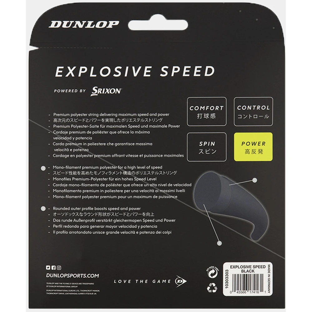 Dunlop Explosive Speed Black 16g Tennis String (Set) - Image 2