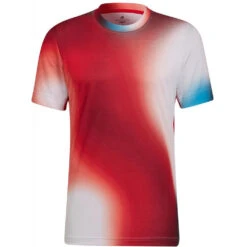 Adidas Men’s Melbourne Printed Short Sleeve Tennis Tee (White/Red)