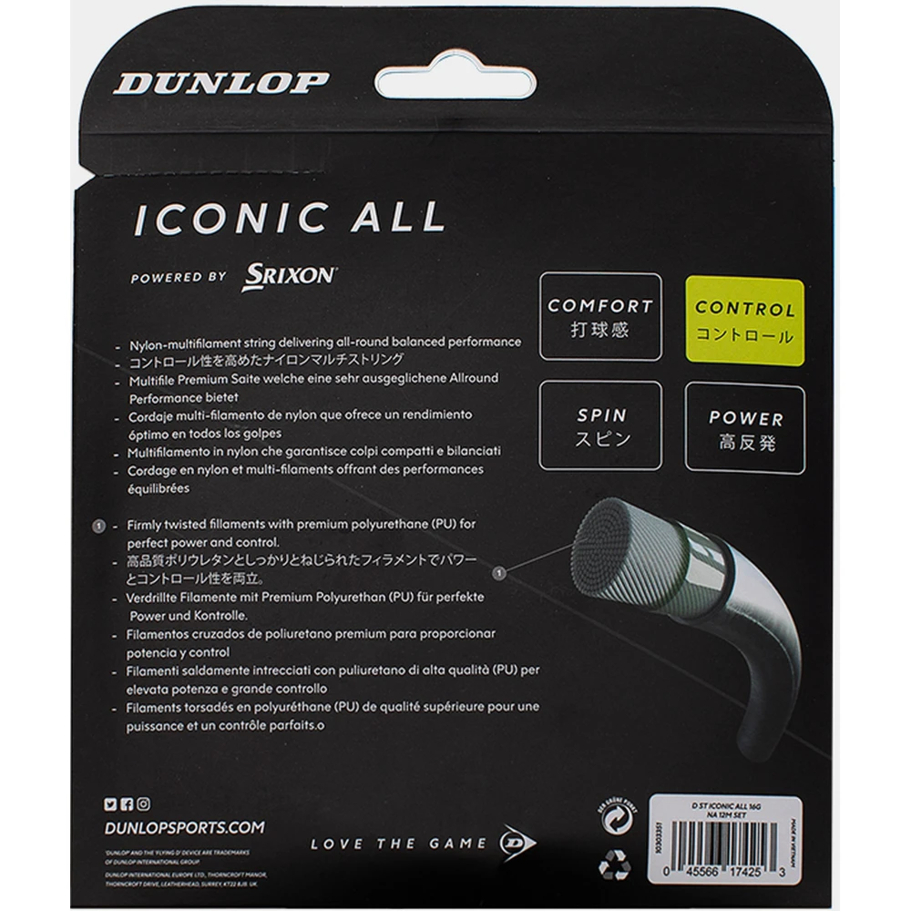 Dunlop Iconic All 17g Tennis String (Set) 4 Dunlop Iconic All 17g Tennis String (Set) - Image 2