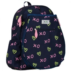 Ame & Lulu Junior Love Tennis Backpack (XO Tennis) -Tennis Equipment Shop JLTBP262 ameandlulu jr love tennis backpack XO navy side1 1000 1000