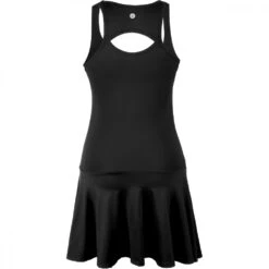 DUC Faith Women’s Ruched/Flounce Tennis Dress (Black) -Tennis Equipment Shop W2205 BK DUC Faith Womens Ruched Flounce Tennis Dress Black c 1000 1000