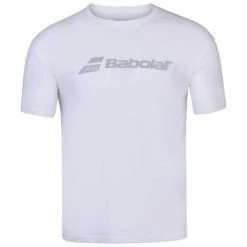 Babolat Men’s Exercise Crew Neck Tennis Training Tee (White/White)