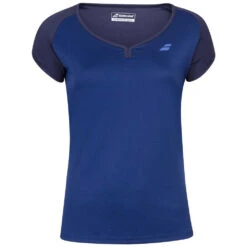 Babolat Girl’s Play Cap Sleeve Tennis Tee (Estate Blue)