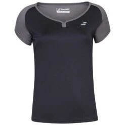 Babolat Women’s Play Cap Sleeve Tennis Top (Black/Black)