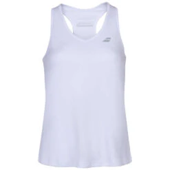 Babolat Women’s Play Cap Sleeve Tennis Tank Top (White/White)