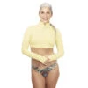 BloqUV Women’s Long Sleeve Full Zip Sun Protective Athletic Crop Top (Lemon Yellow) -Tennis Equipment Shop buv 4010 lmy bloquv womens full long sleeve zip sun protective athletic crop top lemon yellow 1000 1000