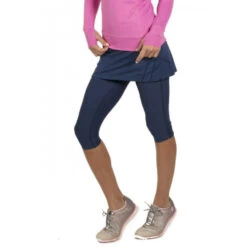 BloqUV Women’s Compression Capri Tennis Skort With Ball Pocket (Navy)