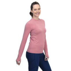 BloqUV Women’s Long Sleeve 24/7 Sun Protective Athletic Tee Shirt (Dusty Rose)