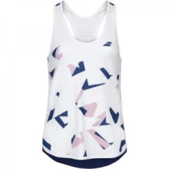 Babolat Girls Compete Tennis Tank Top W/Moisture-Wicking Performance Polyester (White/Estate Blue)