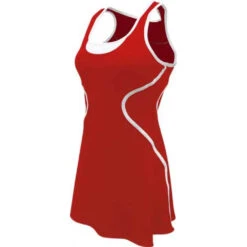 SSI Women’s Sophia Racer Back Team Tennis Dress (Red/White)