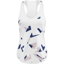 Babolat Women’s Compete Tennis Tank Top W/ Moisture Wicking Polyester (White/Estate Blue)