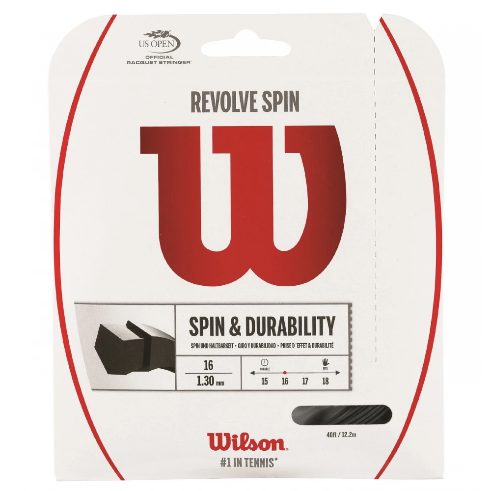 Wilson Revolve Spin 16g Tennis String Black (Set) 3 Wilson Revolve Spin 16g Tennis String Black (Set)